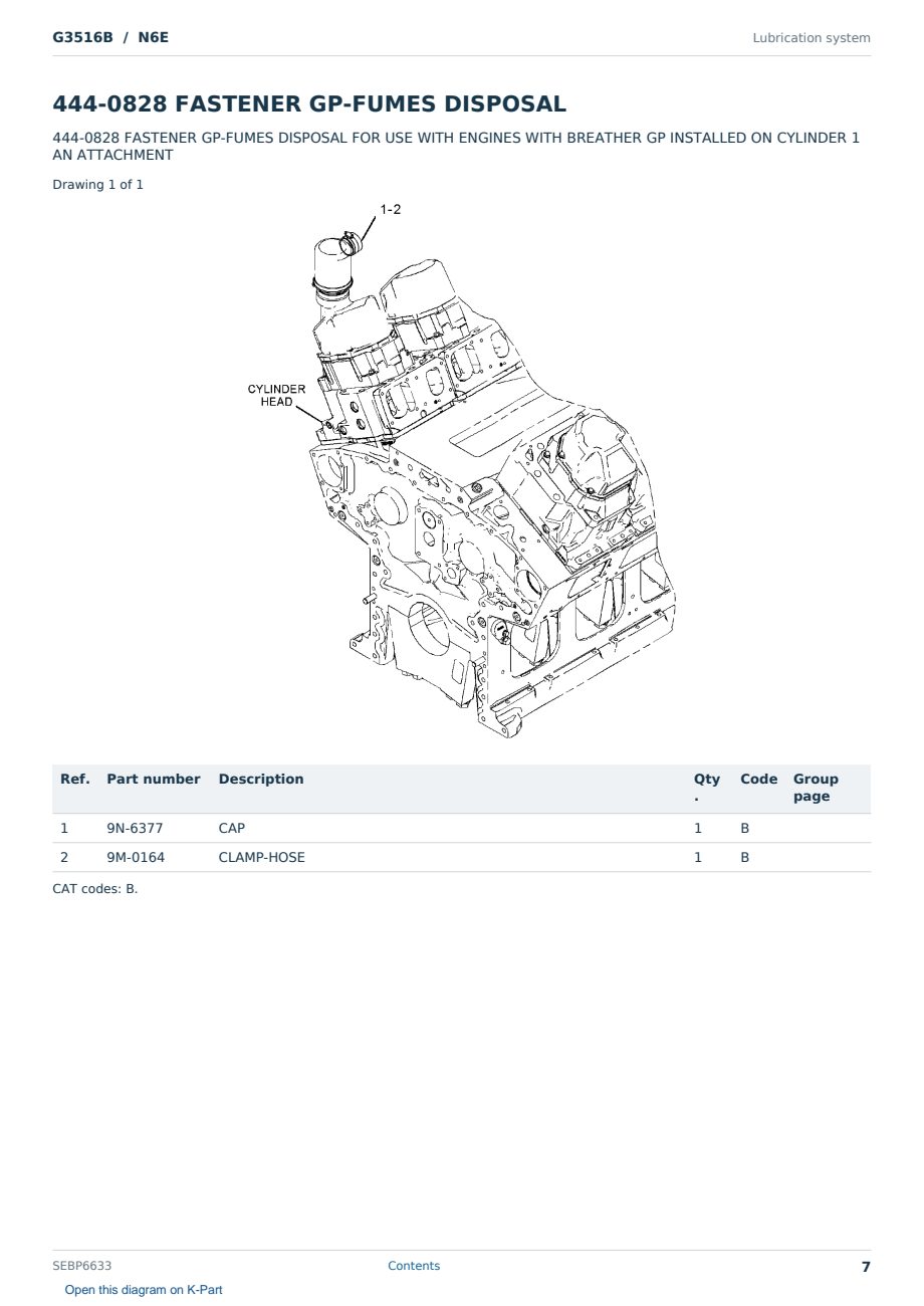 Caterpillar G3516B S/N N6E Partsbook SEBP6633 (English) - sample page 7 of 10 Caterpillar G3516B S/N N6E Partsbook SEBP6633 (English) - sample page 7 of 10