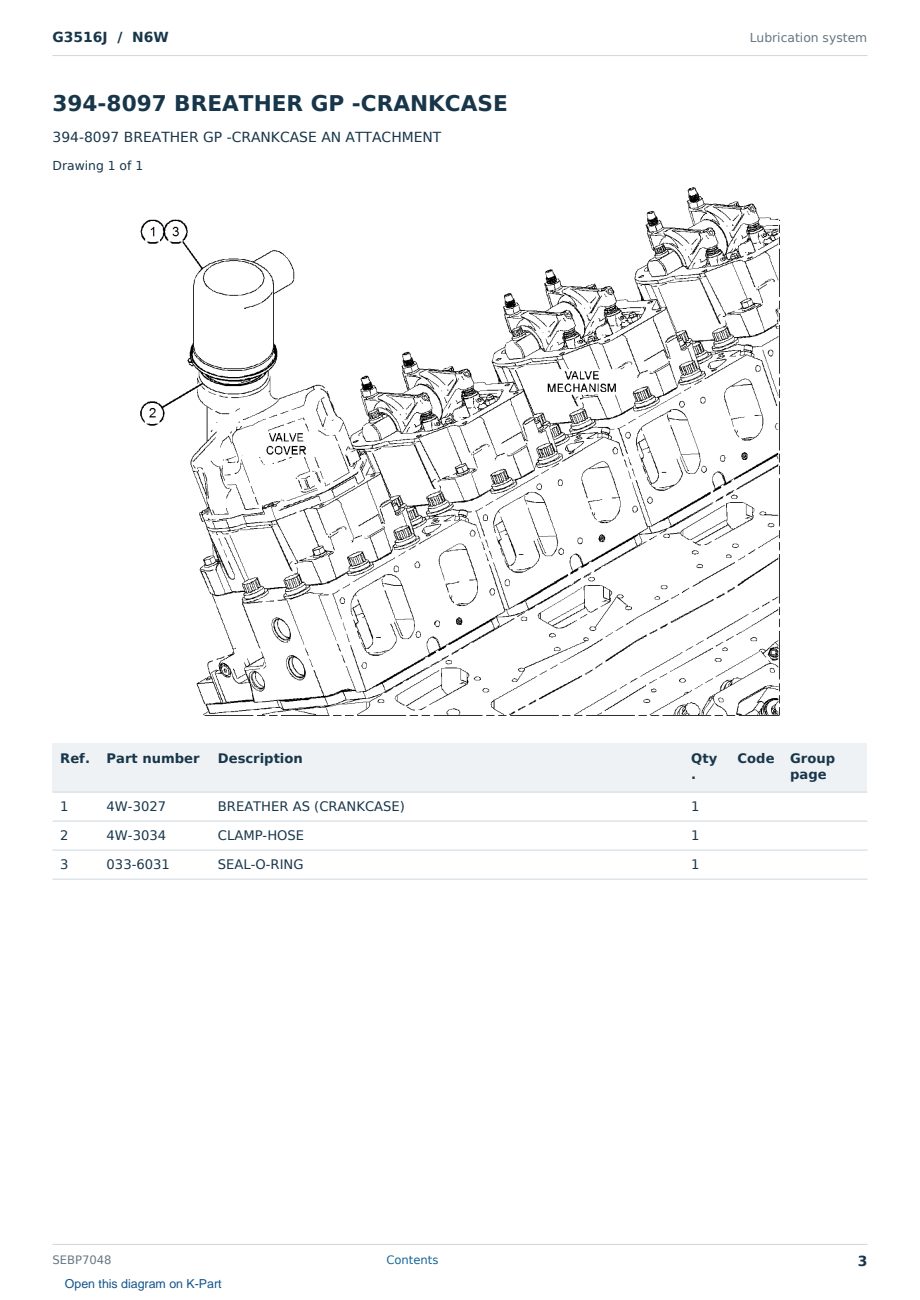 Caterpillar G3516J S/N N6W Partsbook SEBP7048 (English) - sample page 3 of 10 Caterpillar G3516J S/N N6W Partsbook SEBP7048 (English) - sample page 3 of 10