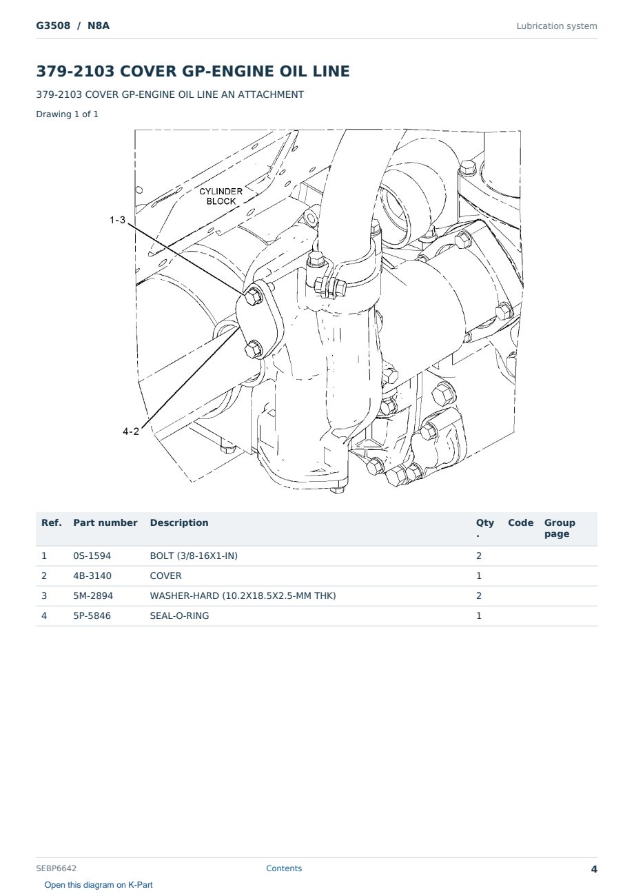 Caterpillar G3508 S/N N8A Partsbook SEBP6642 (English) - sample page 4 of 10 Caterpillar G3508 S/N N8A Partsbook SEBP6642 (English) - sample page 4 of 10