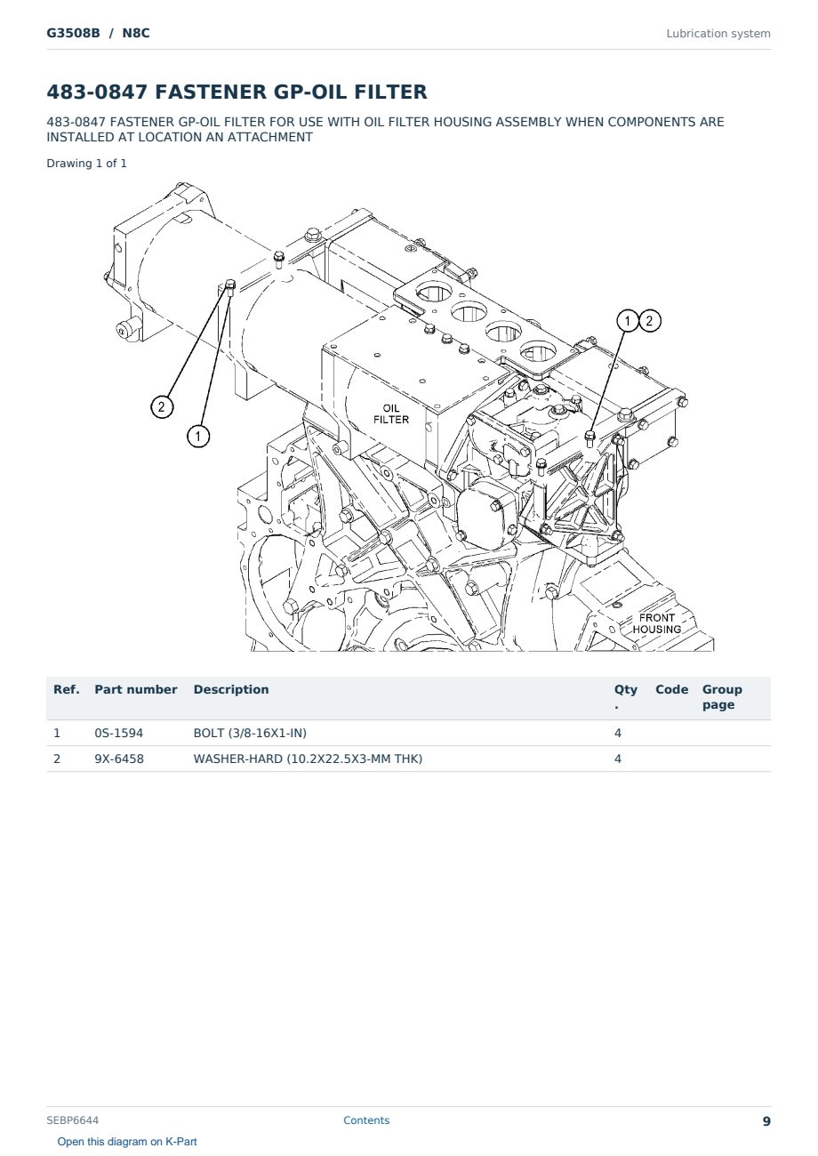 Caterpillar G3508B S/N N8C Partsbook SEBP6644 (English) - sample page 9 of 10 Caterpillar G3508B S/N N8C Partsbook SEBP6644 (English) - sample page 9 of 10