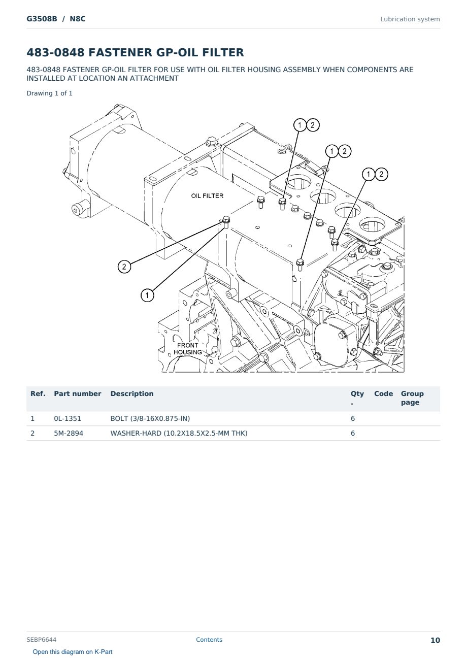 Caterpillar G3508B S/N N8C Partsbook SEBP6644 (English) - sample page 10 of 10 Caterpillar G3508B S/N N8C Partsbook SEBP6644 (English) - sample page 10 of 10