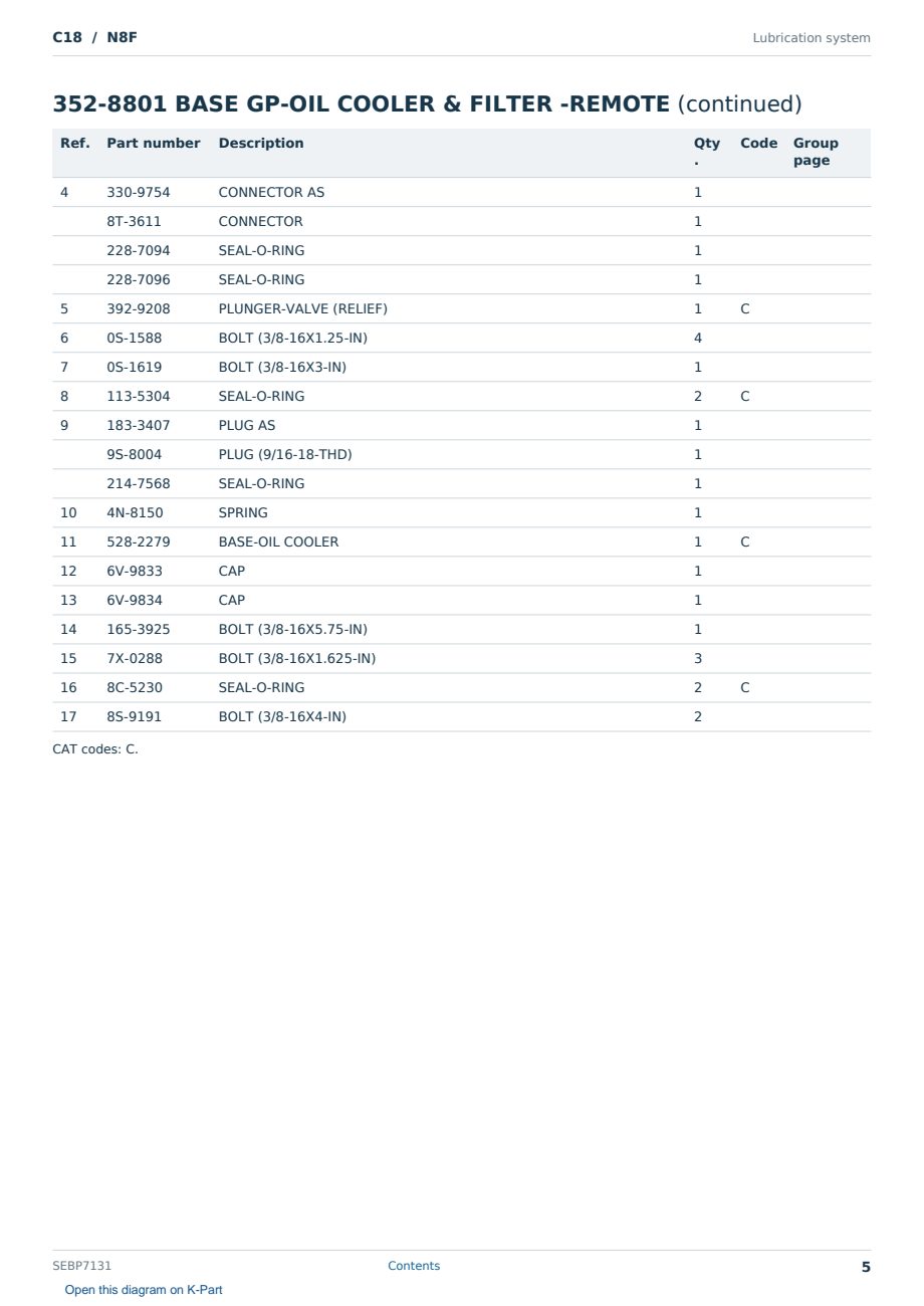 Caterpillar C18 S/N N8F Partsbook SEBP7131 (English) - sample page 5 of 10 Caterpillar C18 S/N N8F Partsbook SEBP7131 (English) - sample page 5 of 10
