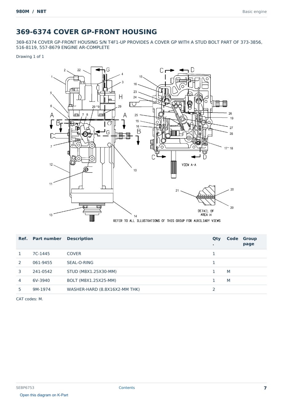 Caterpillar 980M S/N N8T Partsbook SEBP6753 (English) - sample page 7 of 10 Caterpillar 980M S/N N8T Partsbook SEBP6753 (English) - sample page 7 of 10