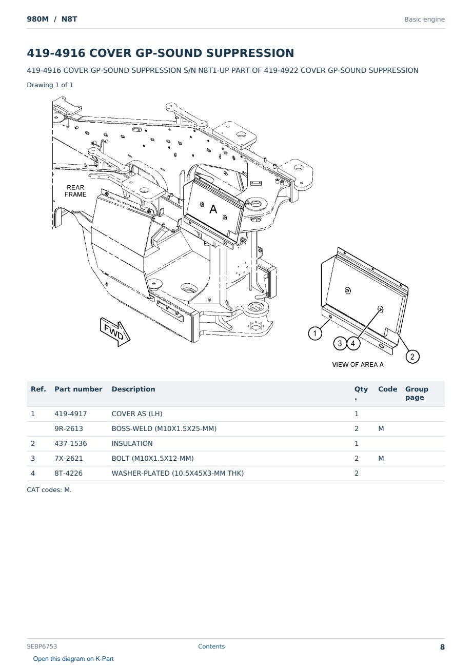 Caterpillar 980M S/N N8T Partsbook SEBP6753 (English) - sample page 8 of 10 Caterpillar 980M S/N N8T Partsbook SEBP6753 (English) - sample page 8 of 10