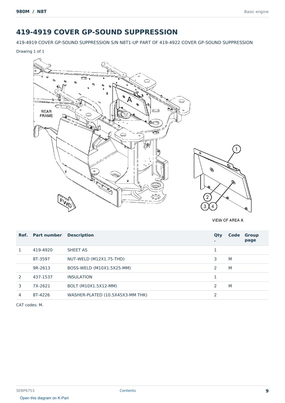 Caterpillar 980M S/N N8T Partsbook SEBP6753 (English) - sample page 9 of 10 Caterpillar 980M S/N N8T Partsbook SEBP6753 (English) - sample page 9 of 10