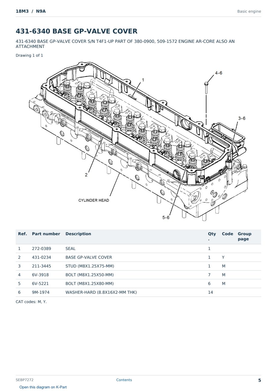 Caterpillar 18M3 S/N N9A Partsbook SEBP7272 (English) - sample page 5 of 10 Caterpillar 18M3 S/N N9A Partsbook SEBP7272 (English) - sample page 5 of 10