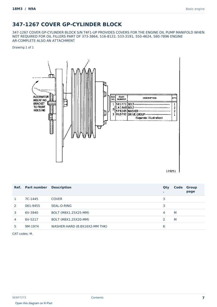 Caterpillar 18M3 S/N N9A Partsbook SEBP7272 (English) - sample page 7 of 10 Caterpillar 18M3 S/N N9A Partsbook SEBP7272 (English) - sample page 7 of 10