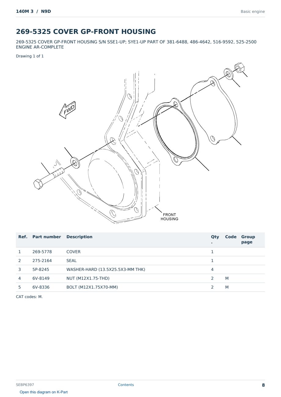 Caterpillar 140M 3 S/N N9D Partsbook SEBP6397 (English) - sample page 8 of 10 Caterpillar 140M 3 S/N N9D Partsbook SEBP6397 (English) - sample page 8 of 10