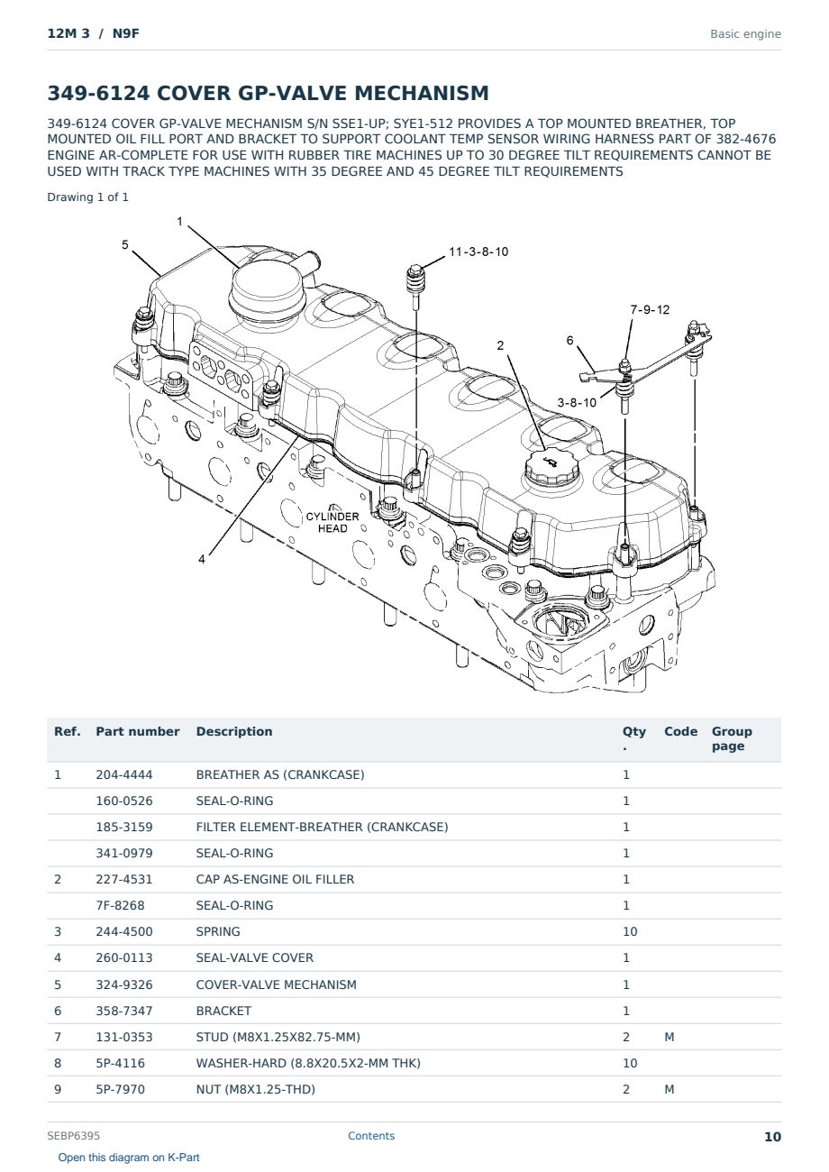 Caterpillar 12M 3 S/N N9F Partsbook SEBP6395 (English) - sample page 10 of 10 Caterpillar 12M 3 S/N N9F Partsbook SEBP6395 (English) - sample page 10 of 10