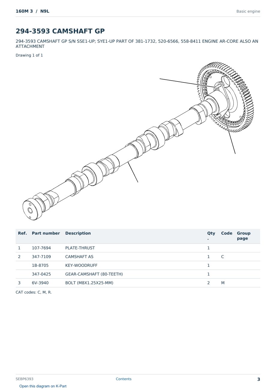 Caterpillar 160M 3 S/N N9L Partsbook SEBP6393 (English) - sample page 3 of 10 Caterpillar 160M 3 S/N N9L Partsbook SEBP6393 (English) - sample page 3 of 10