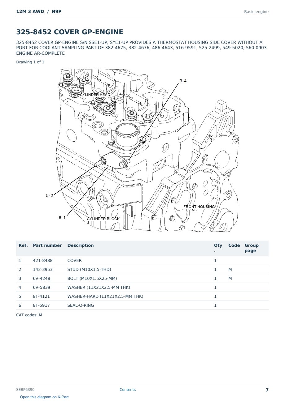 Caterpillar 12M 3 AWD S/N N9P Partsbook SEBP6390 (English) - sample page 7 of 10 Caterpillar 12M 3 AWD S/N N9P Partsbook SEBP6390 (English) - sample page 7 of 10