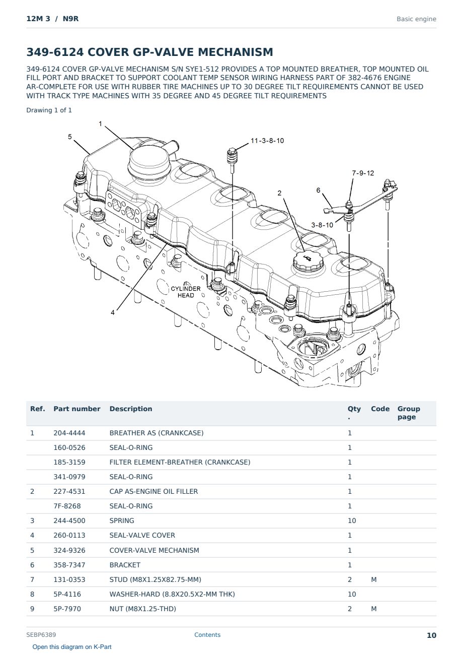 Caterpillar 12M 3 S/N N9R Partsbook SEBP6389 (English) - sample page 10 of 10 Caterpillar 12M 3 S/N N9R Partsbook SEBP6389 (English) - sample page 10 of 10