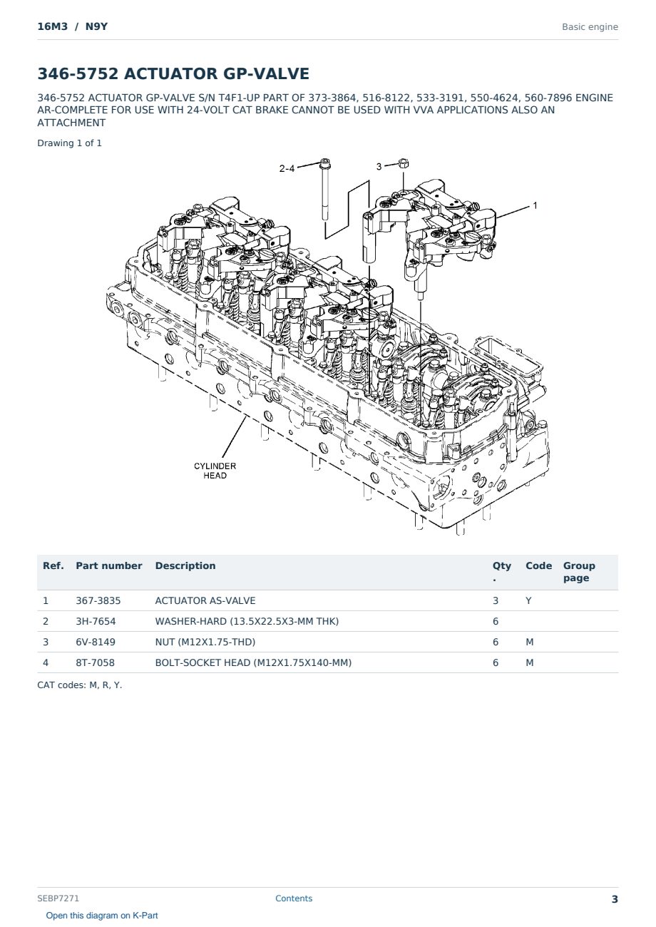 Caterpillar 16M3 S/N N9Y Partsbook SEBP7271 (English) - sample page 3 of 10 Caterpillar 16M3 S/N N9Y Partsbook SEBP7271 (English) - sample page 3 of 10