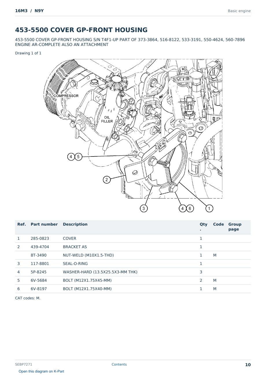Caterpillar 16M3 S/N N9Y Partsbook SEBP7271 (English) - sample page 10 of 10 Caterpillar 16M3 S/N N9Y Partsbook SEBP7271 (English) - sample page 10 of 10