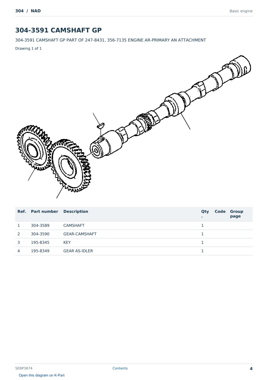 Caterpillar 304 S/N NAD Partsbook SEBP3674 (English) - sample page 4 of 10 Caterpillar 304 S/N NAD Partsbook SEBP3674 (English) - sample page 4 of 10