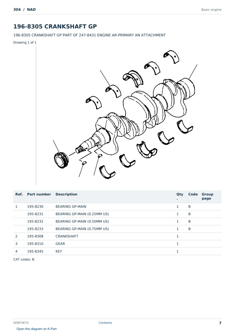 Caterpillar 304 S/N NAD Partsbook SEBP3674 (English) - sample page 7 of 10 Caterpillar 304 S/N NAD Partsbook SEBP3674 (English) - sample page 7 of 10