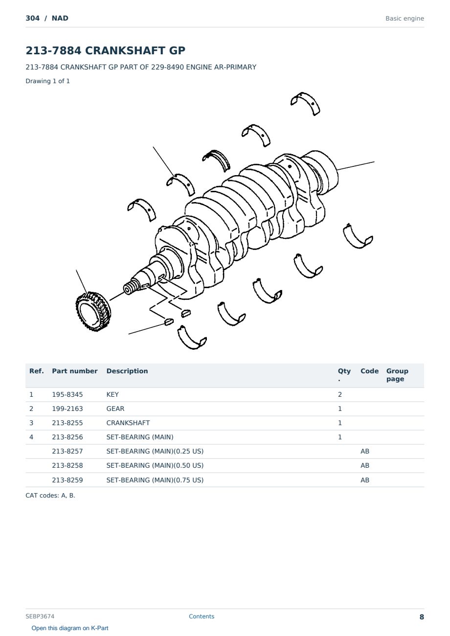 Caterpillar 304 S/N NAD Partsbook SEBP3674 (English) - sample page 8 of 10 Caterpillar 304 S/N NAD Partsbook SEBP3674 (English) - sample page 8 of 10