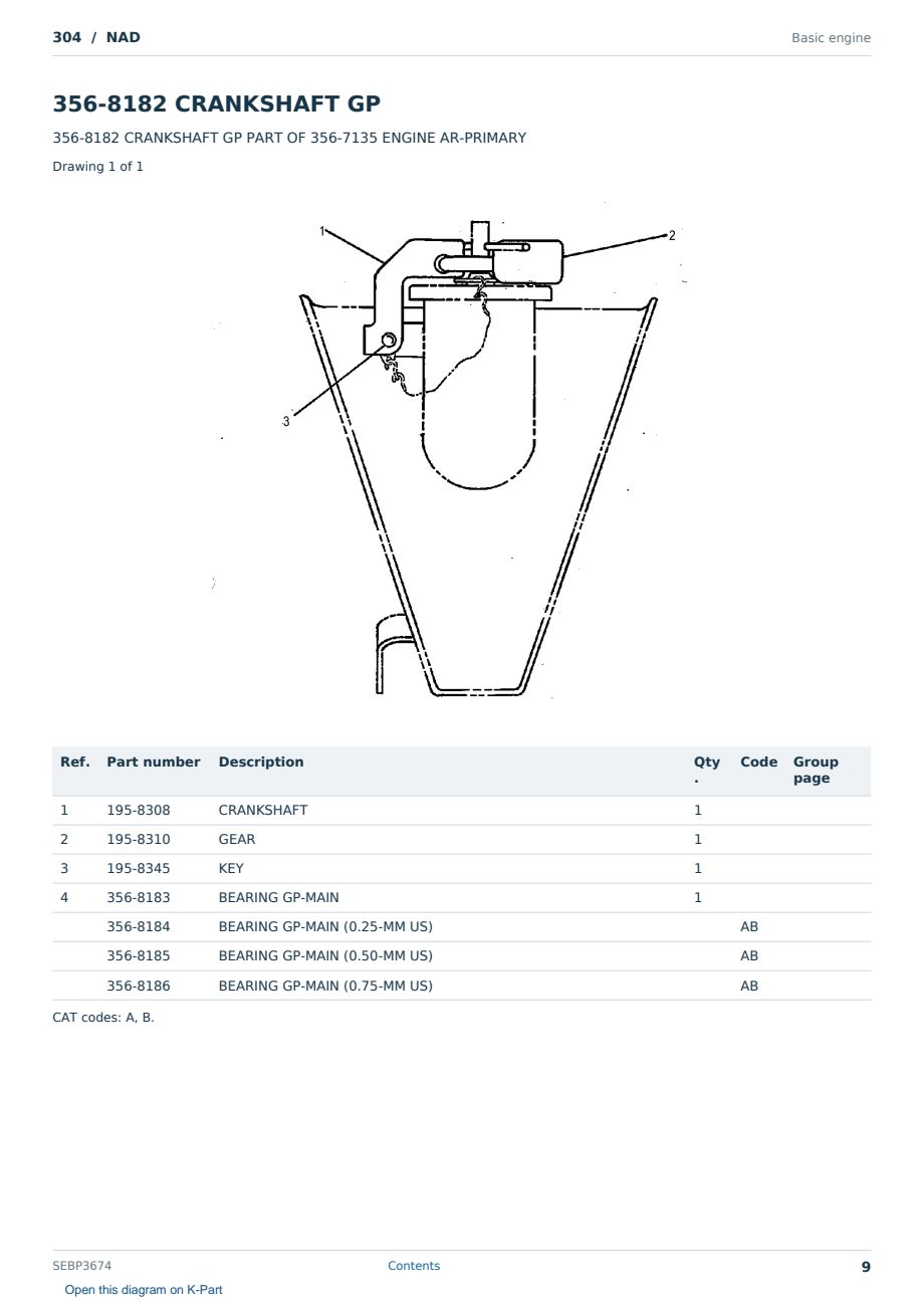 Caterpillar 304 S/N NAD Partsbook SEBP3674 (English) - sample page 9 of 10 Caterpillar 304 S/N NAD Partsbook SEBP3674 (English) - sample page 9 of 10