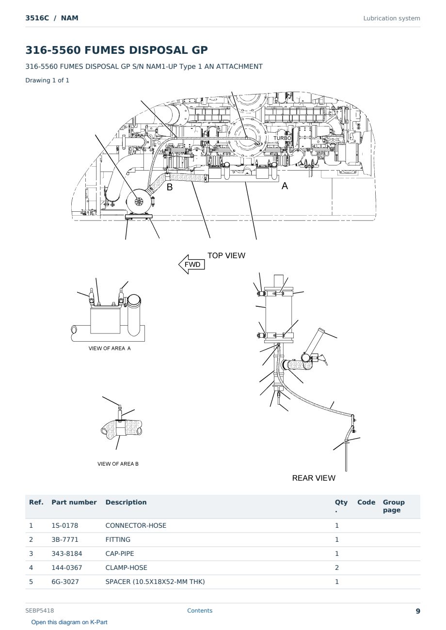 Caterpillar 3516C S/N NAM Partsbook SEBP5418 (English) - sample page 9 of 10 Caterpillar 3516C S/N NAM Partsbook SEBP5418 (English) - sample page 9 of 10