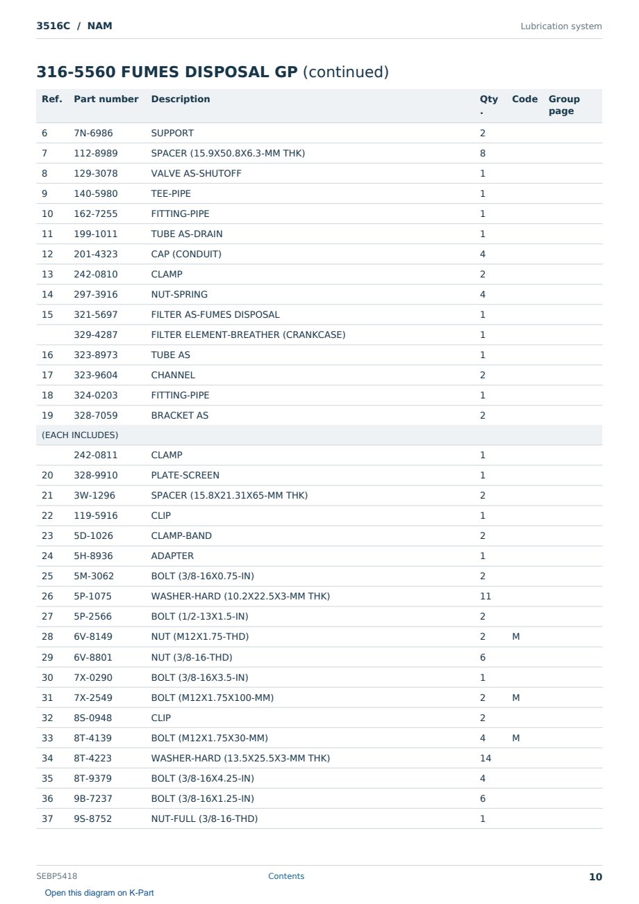 Caterpillar 3516C S/N NAM Partsbook SEBP5418 (English) - sample page 10 of 10 Caterpillar 3516C S/N NAM Partsbook SEBP5418 (English) - sample page 10 of 10