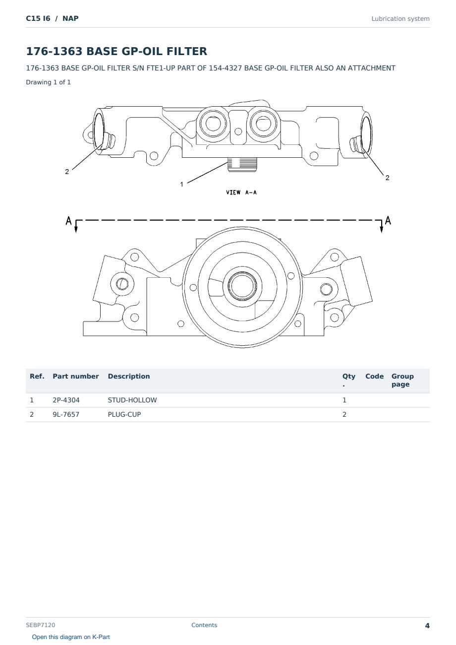 Caterpillar C15 I6 S/N NAP Partsbook SEBP7120 (English) - sample page 4 of 10 Caterpillar C15 I6 S/N NAP Partsbook SEBP7120 (English) - sample page 4 of 10