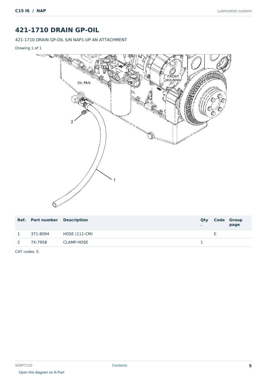 Caterpillar C15 I6 S/N NAP Partsbook SEBP7120 (English) - sample page 5 of 10 Caterpillar C15 I6 S/N NAP Partsbook SEBP7120 (English) - sample page 5 of 10