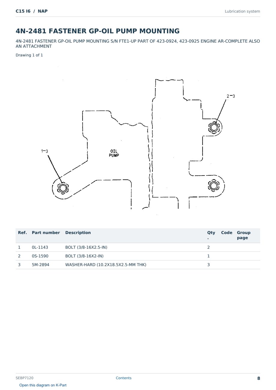 Caterpillar C15 I6 S/N NAP Partsbook SEBP7120 (English) - sample page 8 of 10 Caterpillar C15 I6 S/N NAP Partsbook SEBP7120 (English) - sample page 8 of 10