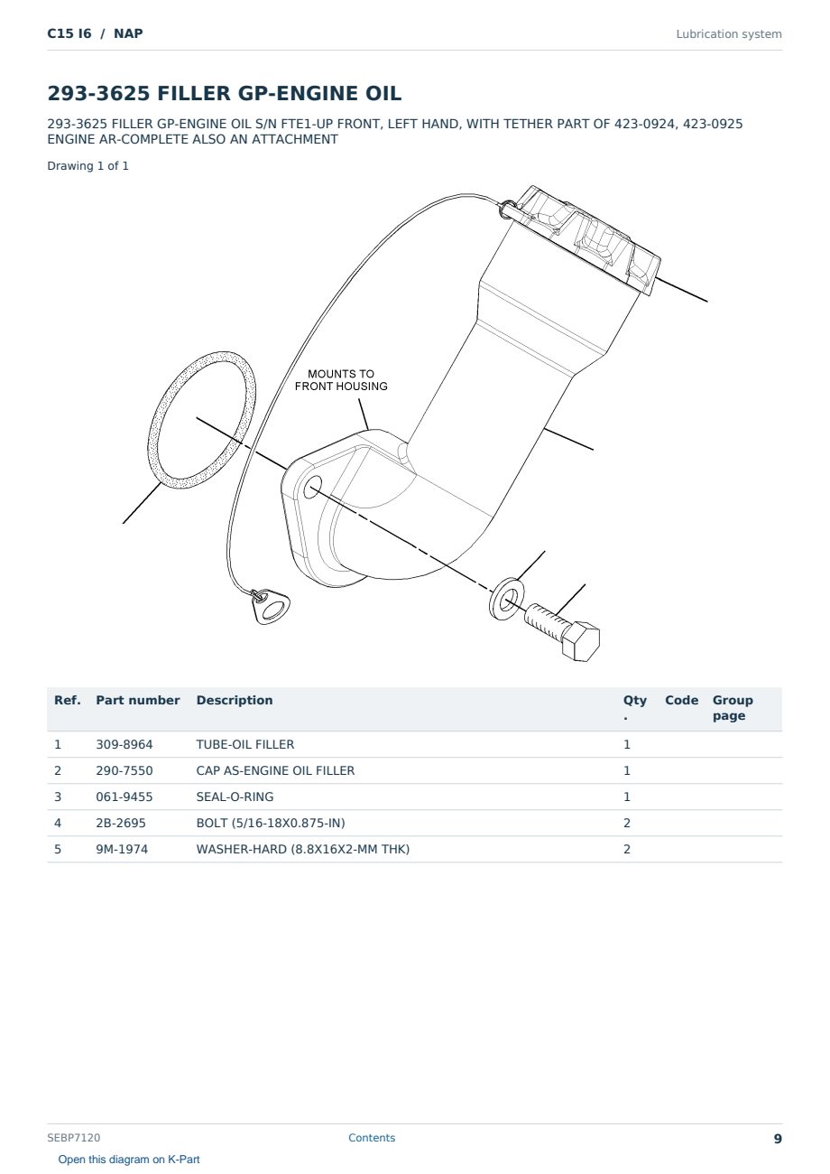 Caterpillar C15 I6 S/N NAP Partsbook SEBP7120 (English) - sample page 9 of 10 Caterpillar C15 I6 S/N NAP Partsbook SEBP7120 (English) - sample page 9 of 10