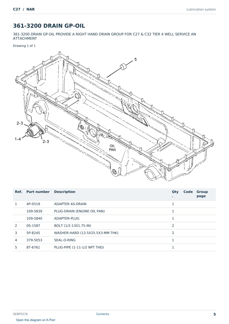 Caterpillar C27 S/N NAR Partsbook SEBP5576 (English) - sample page 5 of 10 Caterpillar C27 S/N NAR Partsbook SEBP5576 (English) - sample page 5 of 10