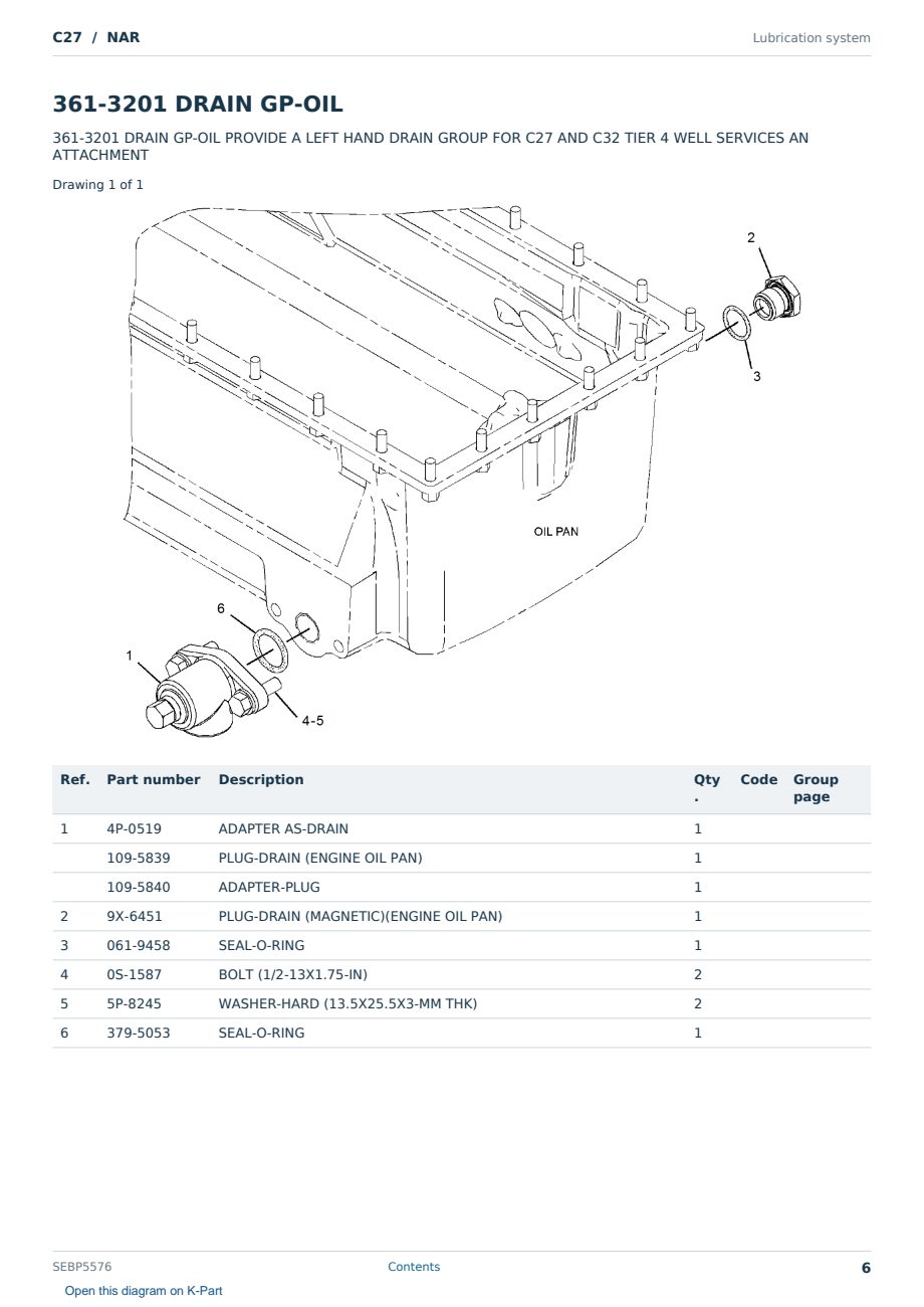 Caterpillar C27 S/N NAR Partsbook SEBP5576 (English) - sample page 6 of 10 Caterpillar C27 S/N NAR Partsbook SEBP5576 (English) - sample page 6 of 10
