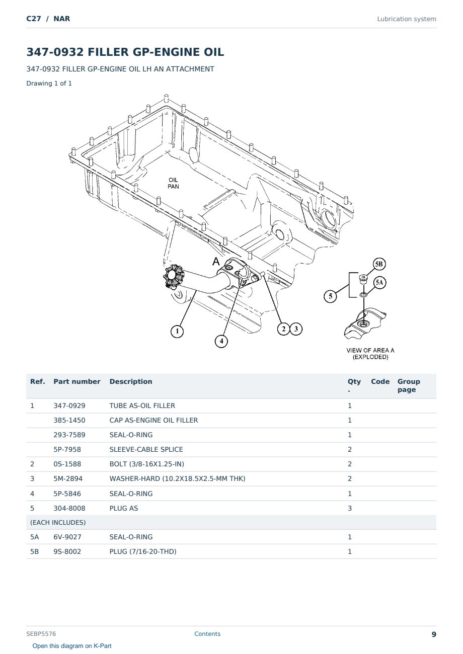 Caterpillar C27 S/N NAR Partsbook SEBP5576 (English) - sample page 9 of 10 Caterpillar C27 S/N NAR Partsbook SEBP5576 (English) - sample page 9 of 10