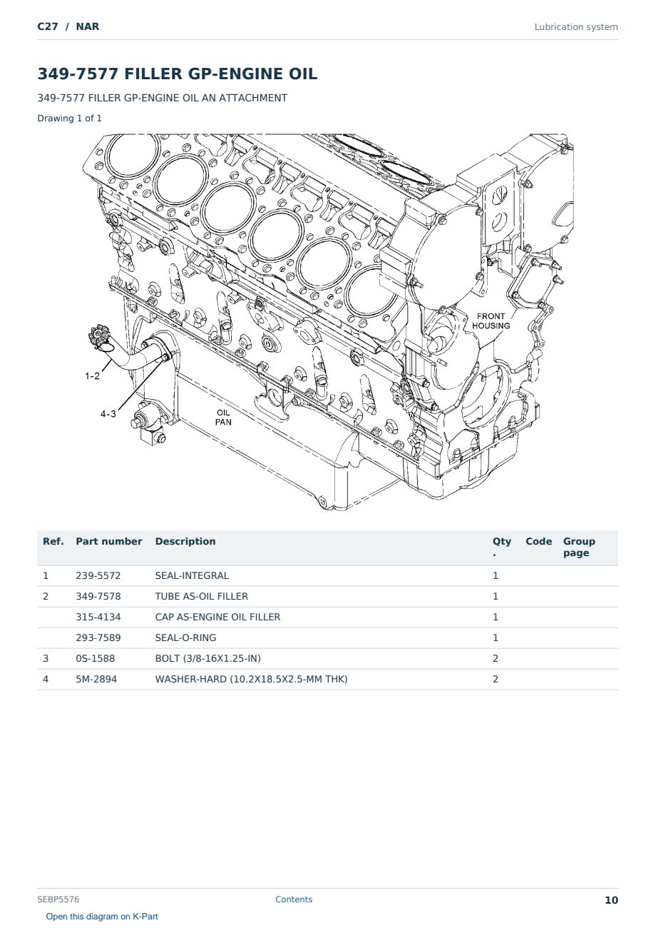 Caterpillar C27 S/N NAR Partsbook SEBP5576 (English) - sample page 10 of 10 Caterpillar C27 S/N NAR Partsbook SEBP5576 (English) - sample page 10 of 10