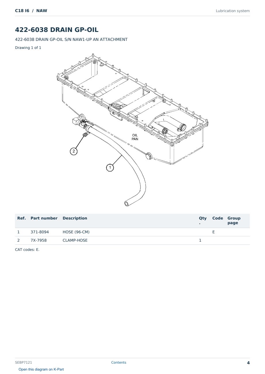 Caterpillar C18 I6 S/N NAW Partsbook SEBP7121 (English) - sample page 4 of 10 Caterpillar C18 I6 S/N NAW Partsbook SEBP7121 (English) - sample page 4 of 10