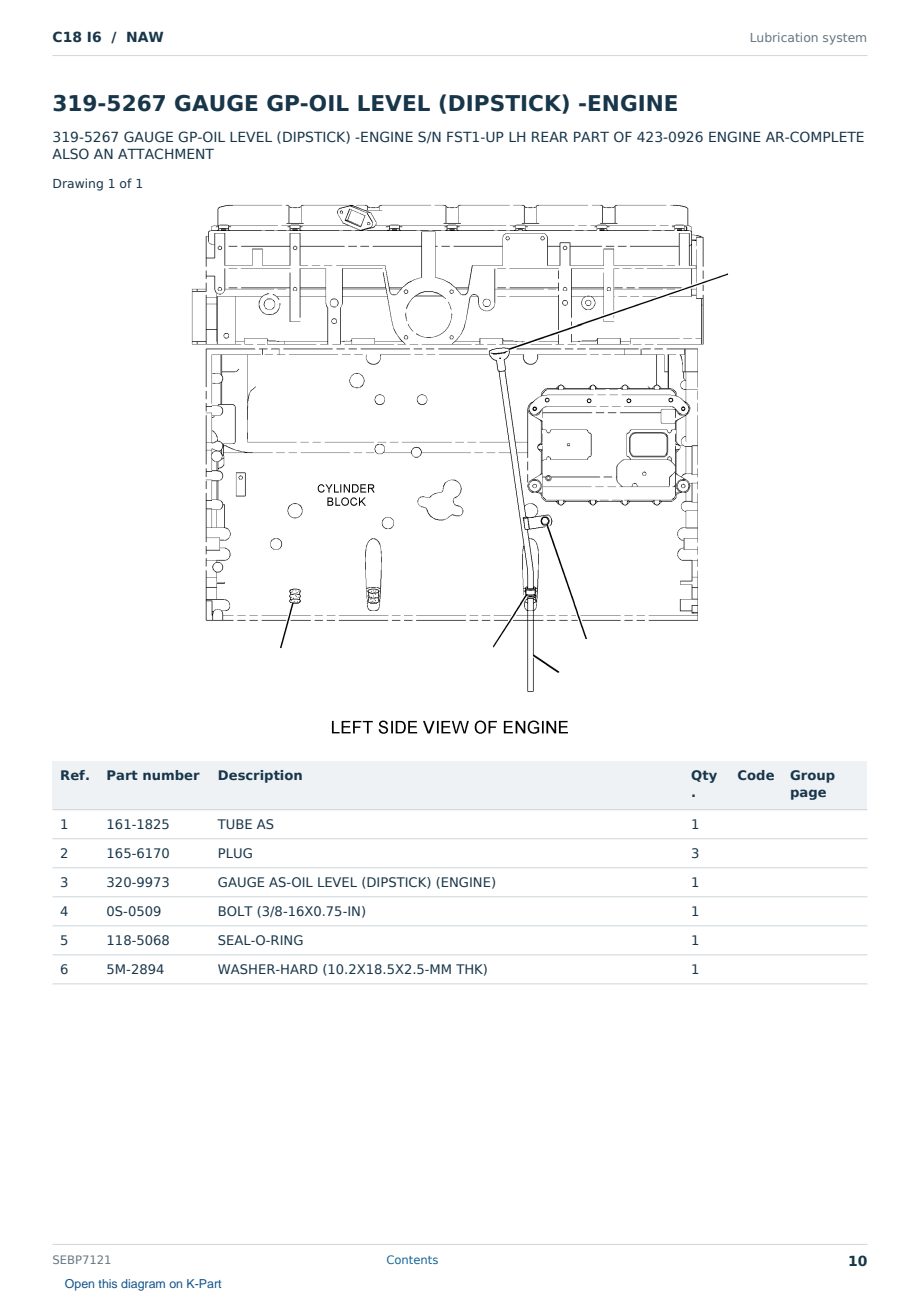 Caterpillar C18 I6 S/N NAW Partsbook SEBP7121 (English) - sample page 10 of 10 Caterpillar C18 I6 S/N NAW Partsbook SEBP7121 (English) - sample page 10 of 10