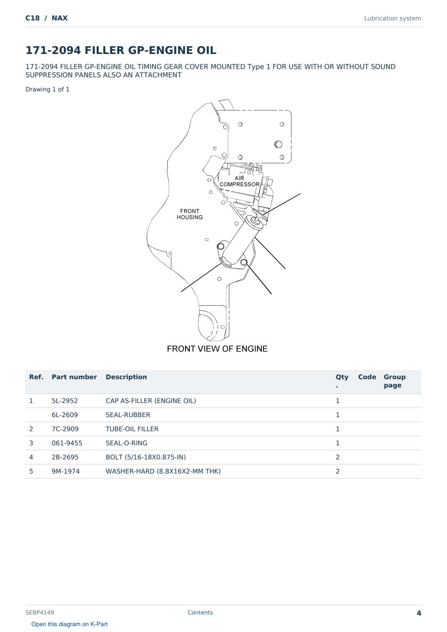 Caterpillar C18 S/N NAX Partsbook SEBP4149 (English) - sample page 4 of 10 Caterpillar C18 S/N NAX Partsbook SEBP4149 (English) - sample page 4 of 10
