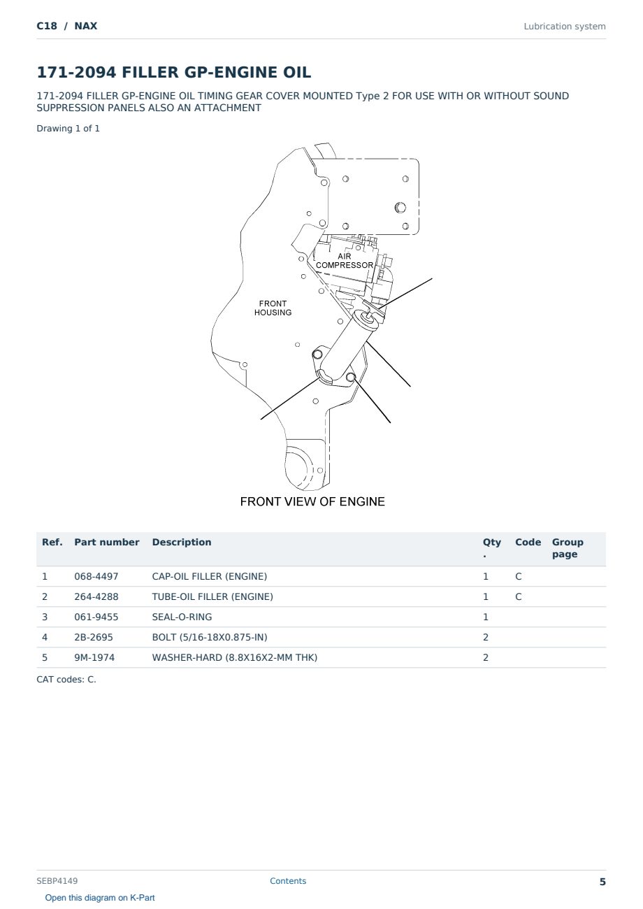 Caterpillar C18 S/N NAX Partsbook SEBP4149 (English) - sample page 5 of 10 Caterpillar C18 S/N NAX Partsbook SEBP4149 (English) - sample page 5 of 10