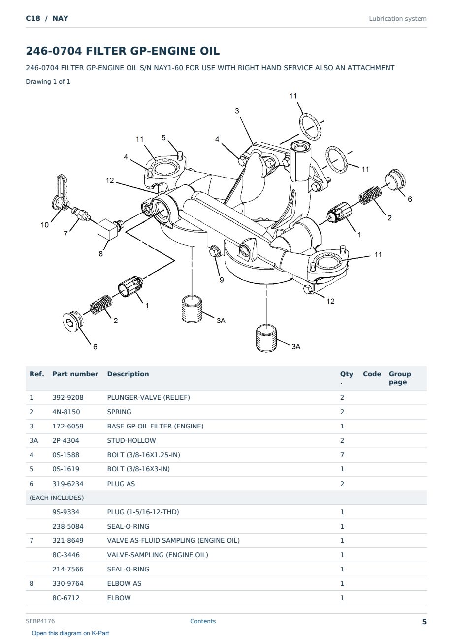 Caterpillar C18 S/N NAY Partsbook SEBP4176 (English) - sample page 5 of 10 Caterpillar C18 S/N NAY Partsbook SEBP4176 (English) - sample page 5 of 10