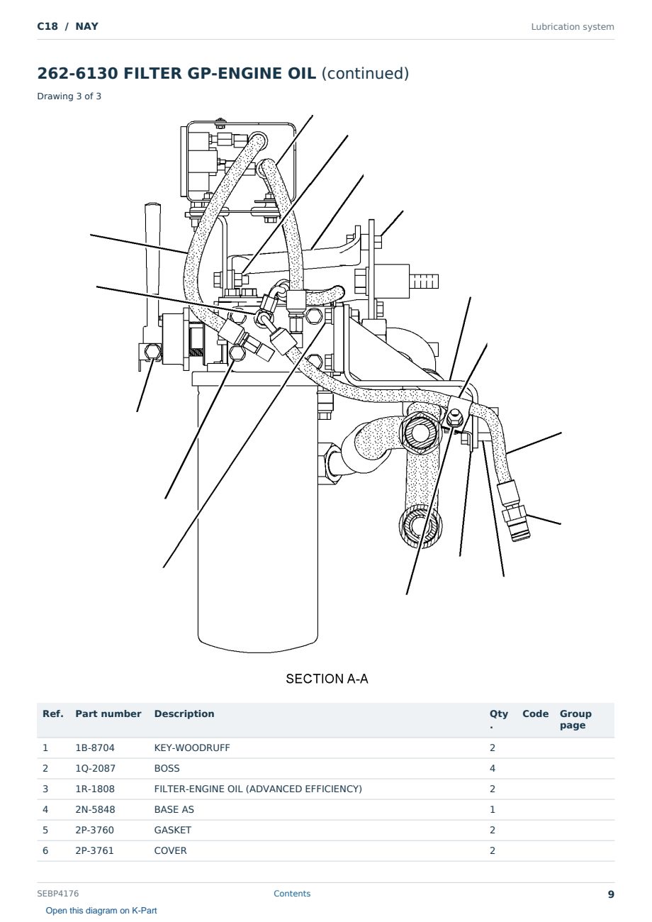 Caterpillar C18 S/N NAY Partsbook SEBP4176 (English) - sample page 9 of 10 Caterpillar C18 S/N NAY Partsbook SEBP4176 (English) - sample page 9 of 10