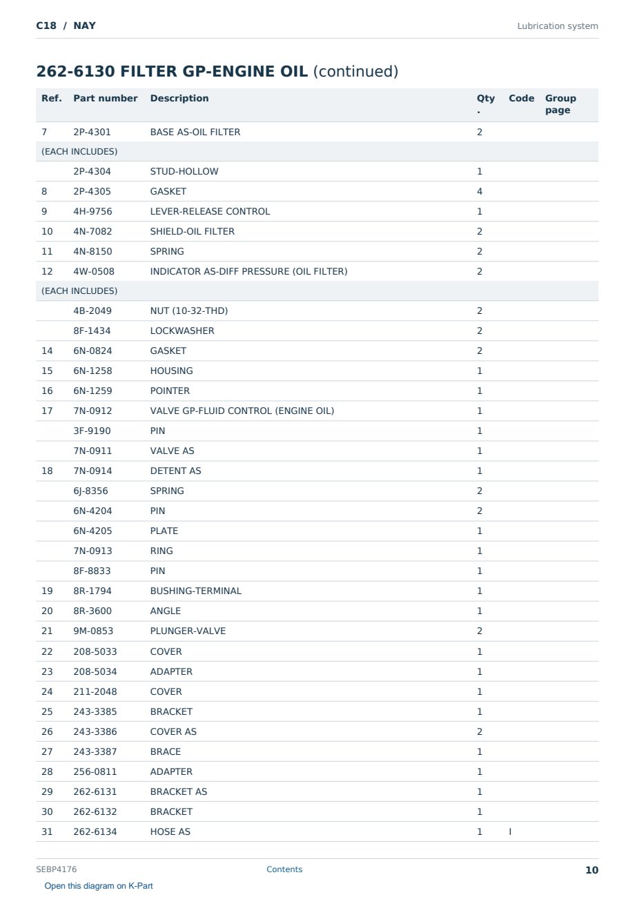 Caterpillar C18 S/N NAY Partsbook SEBP4176 (English) - sample page 10 of 10 Caterpillar C18 S/N NAY Partsbook SEBP4176 (English) - sample page 10 of 10