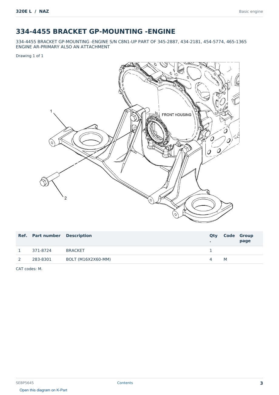 Caterpillar 320E L S/N NAZ Partsbook SEBP5645 (English) - sample page 3 of 10 Caterpillar 320E L S/N NAZ Partsbook SEBP5645 (English) - sample page 3 of 10