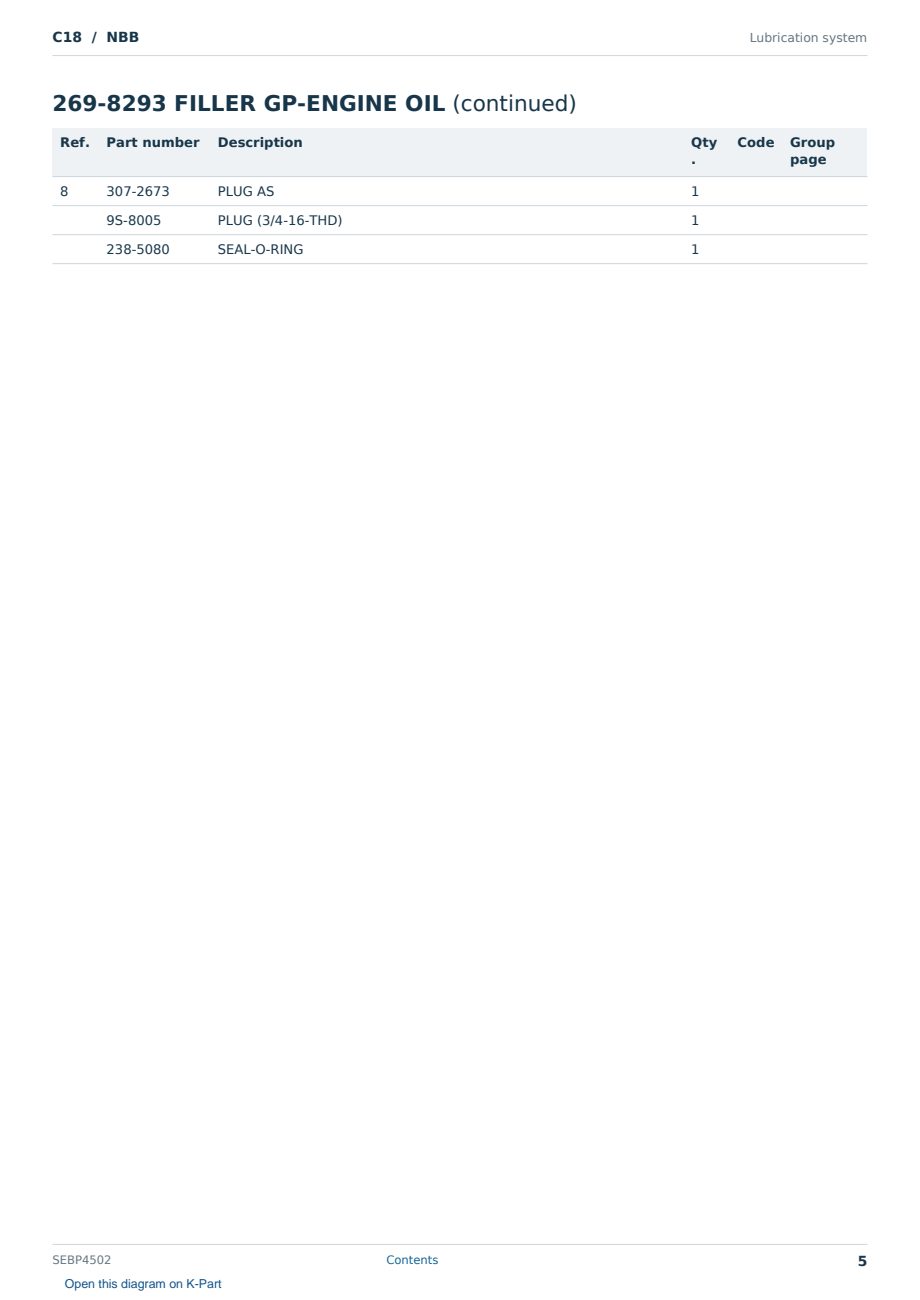 Caterpillar C18 S/N NBB Partsbook SEBP4502 (English) - sample page 5 of 10 Caterpillar C18 S/N NBB Partsbook SEBP4502 (English) - sample page 5 of 10