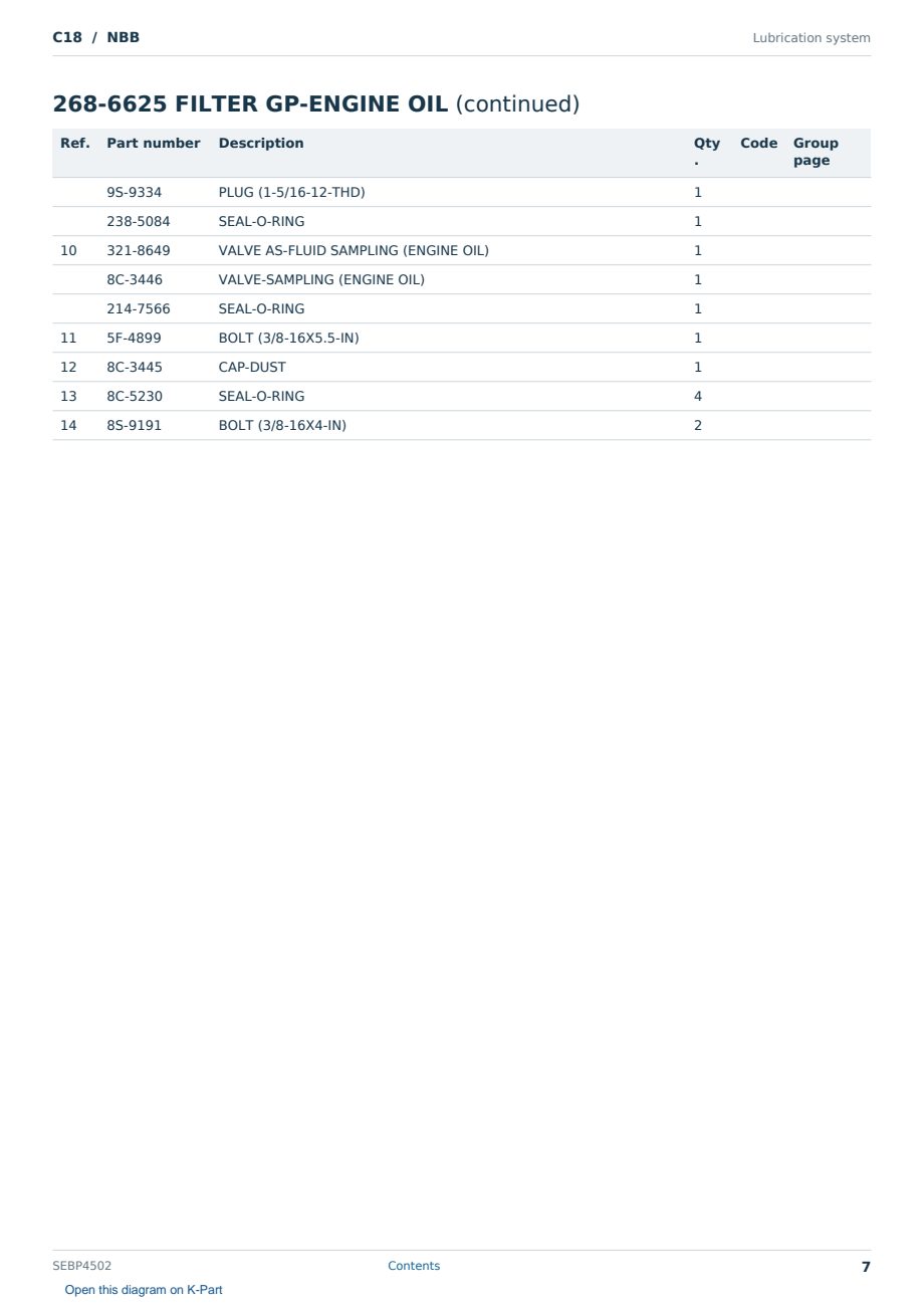 Caterpillar C18 S/N NBB Partsbook SEBP4502 (English) - sample page 7 of 10 Caterpillar C18 S/N NBB Partsbook SEBP4502 (English) - sample page 7 of 10