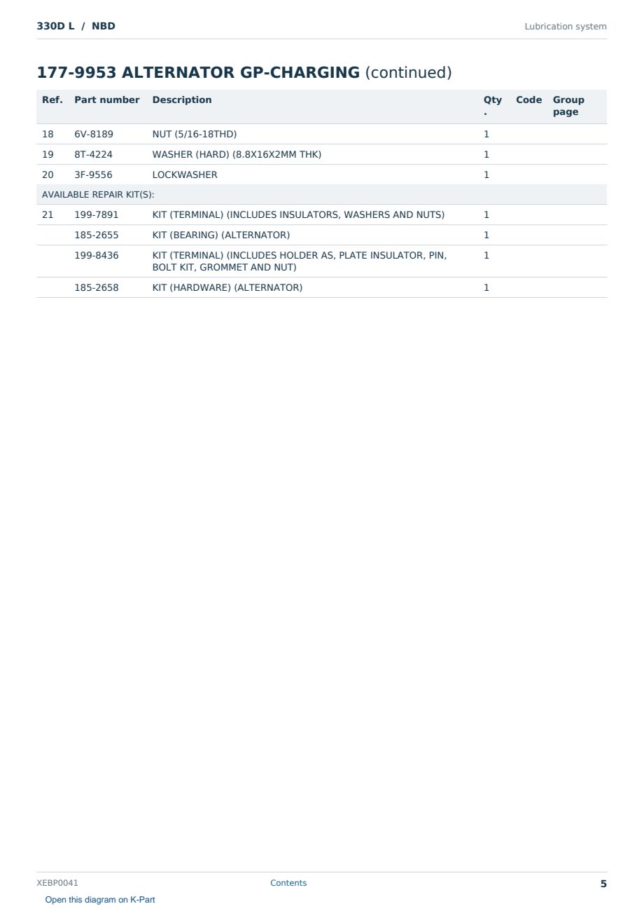 Caterpillar 330D L S/N NBD Partsbook XEBP0041 (English) - sample page 5 of 10 Caterpillar 330D L S/N NBD Partsbook XEBP0041 (English) - sample page 5 of 10