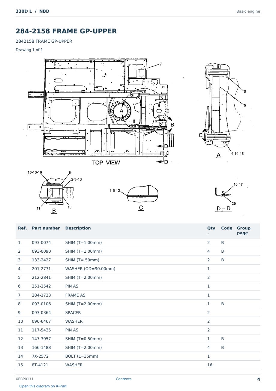 Caterpillar 330D L S/N NBD Partsbook XEBP0111 (English) - sample page 4 of 10 Caterpillar 330D L S/N NBD Partsbook XEBP0111 (English) - sample page 4 of 10