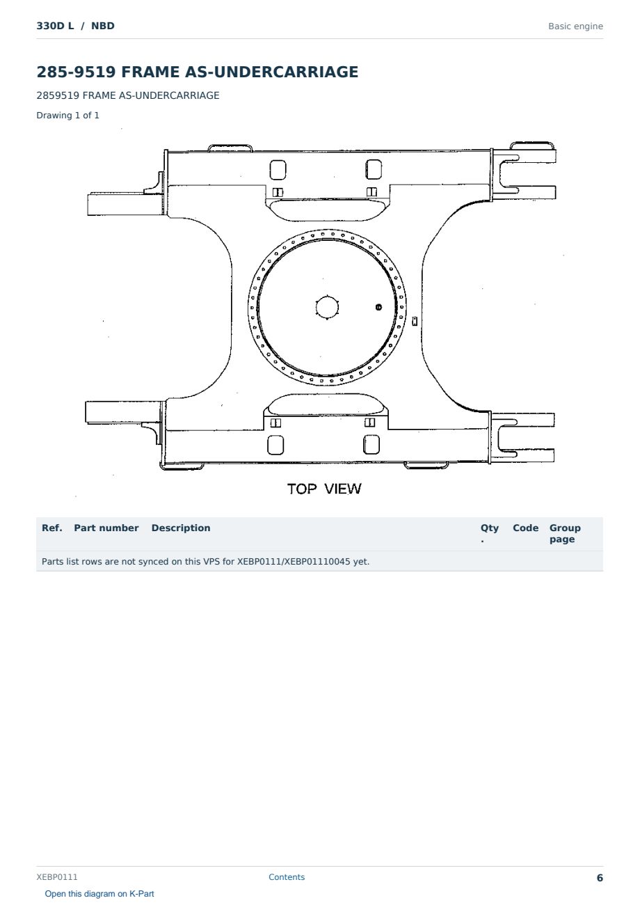 Caterpillar 330D L S/N NBD Partsbook XEBP0111 (English) - sample page 6 of 10 Caterpillar 330D L S/N NBD Partsbook XEBP0111 (English) - sample page 6 of 10
