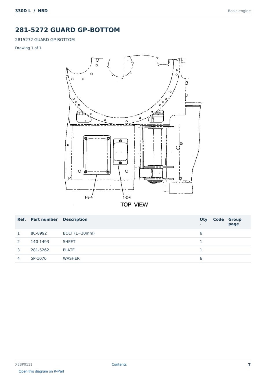 Caterpillar 330D L S/N NBD Partsbook XEBP0111 (English) - sample page 7 of 10 Caterpillar 330D L S/N NBD Partsbook XEBP0111 (English) - sample page 7 of 10