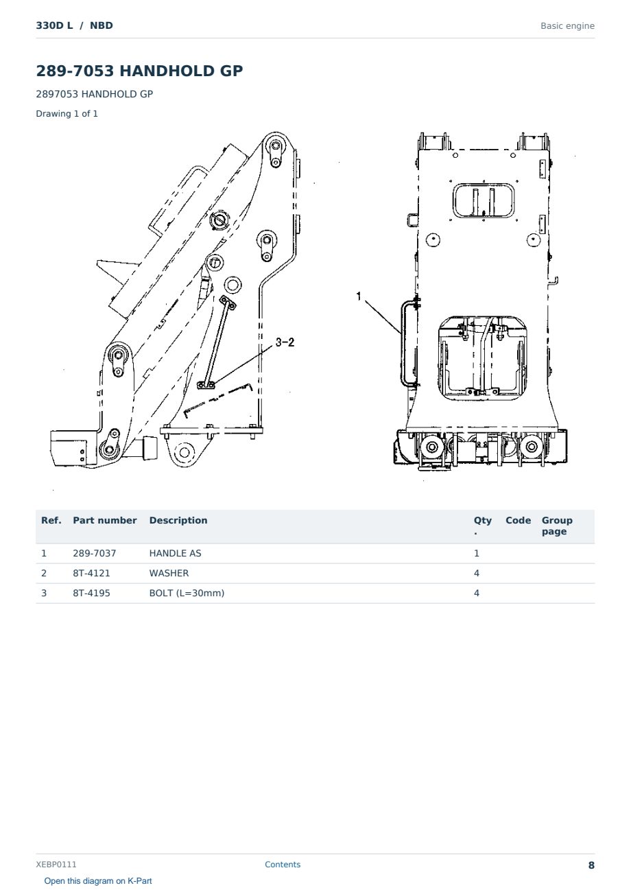 Caterpillar 330D L S/N NBD Partsbook XEBP0111 (English) - sample page 8 of 10 Caterpillar 330D L S/N NBD Partsbook XEBP0111 (English) - sample page 8 of 10