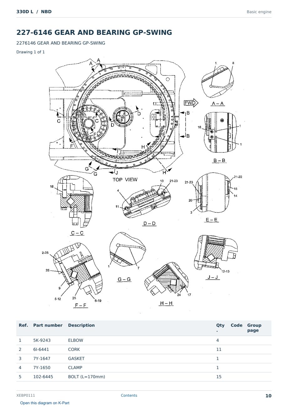 Caterpillar 330D L S/N NBD Partsbook XEBP0111 (English) - sample page 10 of 10 Caterpillar 330D L S/N NBD Partsbook XEBP0111 (English) - sample page 10 of 10