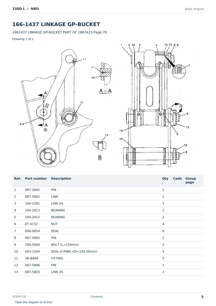 Caterpillar 330D L S/N NBD Partsbook XEBP0116 (English) - sample page 5 of 10 Caterpillar 330D L S/N NBD Partsbook XEBP0116 (English) - sample page 5 of 10