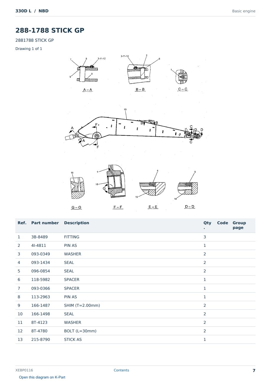 Caterpillar 330D L S/N NBD Partsbook XEBP0116 (English) - sample page 7 of 10 Caterpillar 330D L S/N NBD Partsbook XEBP0116 (English) - sample page 7 of 10